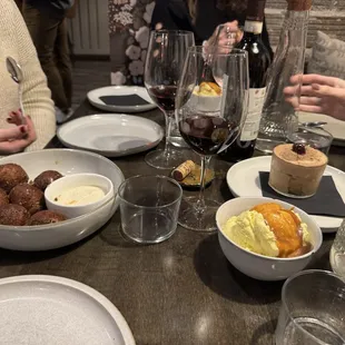Olive oil ice cream, tiramisu, and pumpkin zeppole