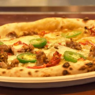 Spicy Sausage and Peppers Pizza