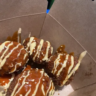 a box of chocolate covered donuts