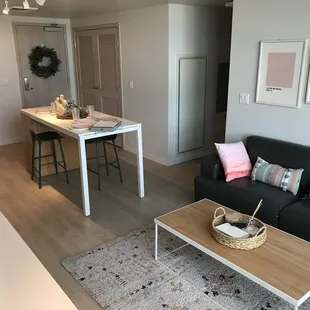 Living room, kitchen, dining room