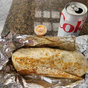 As delivered.  Coke can gives you a frame of refernce, it's more than a meal.