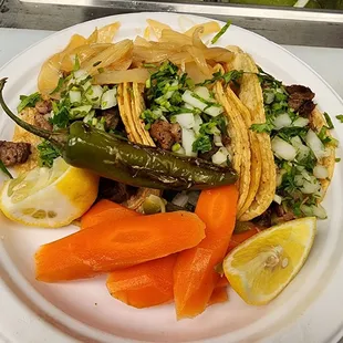 Tacos de carnes Asada ( Beef)