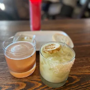 two drinks on a table