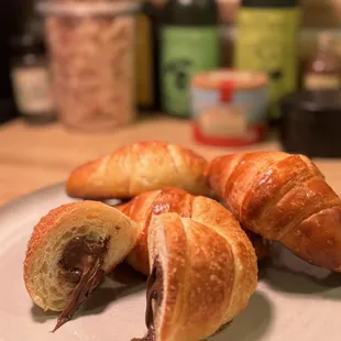 Freshly baked cornetti, the Italian croissant. Available without Nutella!