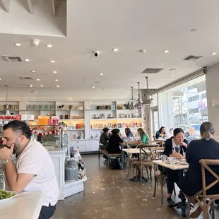 Inside seating, and market.