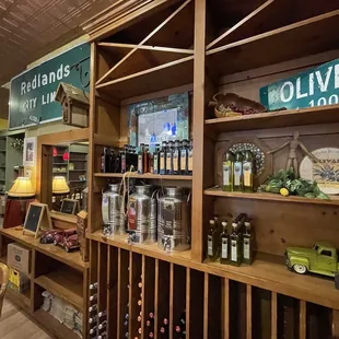 shelves of olive products