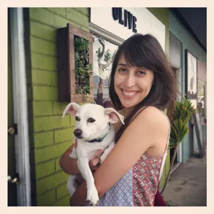 Shop dog Stella and visitor Sabrina