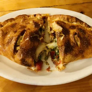 Calzone with chicken and artichoke