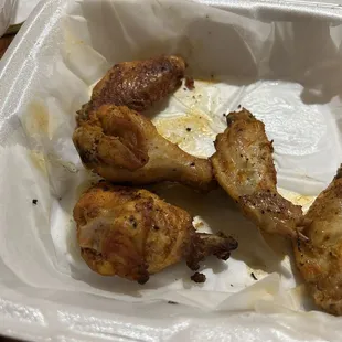 I like naked wings. I had a side of BBQ sauce. Hated the BBQ. Wings were good.