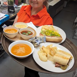 Tricia delivering some of our sandwiches