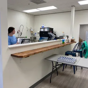 a woman at the counter