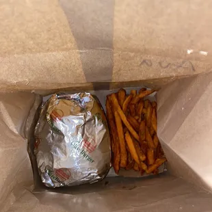 5. Avocado Cheese Burger with Sweet Potato Fries