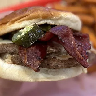 Double Cheese Burger with Beef Bacon