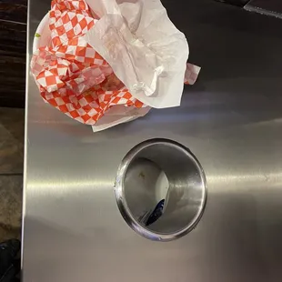 The trash can hole is super tiny!! You have to shove the papers in one at a time and the plate has to be physically bent to fit!!! Gross.