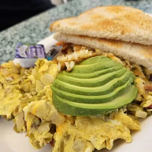 Breakfast scramble with toast