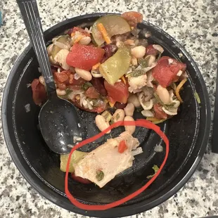 Minestrone soup with mystery item