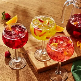 Sangrias: Made with a blend of chilled wine, fresh fruit and a splash of fruit juices.