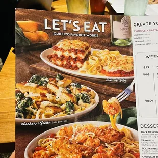 a menu for a meal