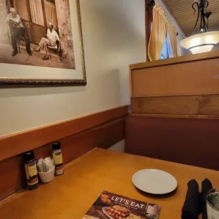 a table with a menu on it