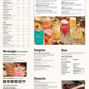 Drinks and Cocktails Menu