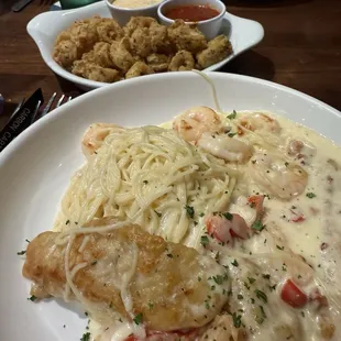 Chicken and Shrimp Carbonara