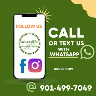 a phone with the text call or text us with whatsapp