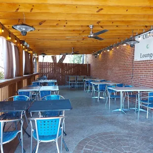 Patio with fans and heaters