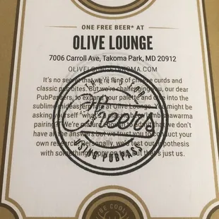 Stamped pub pass 2024