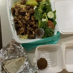 Chicken Schwarma. $13 + $1 for falafel