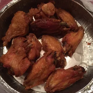 "Hot" wings. They're actually plain. And really well-done.