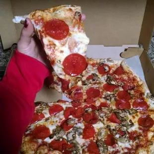 Large pepperoni and mushroom