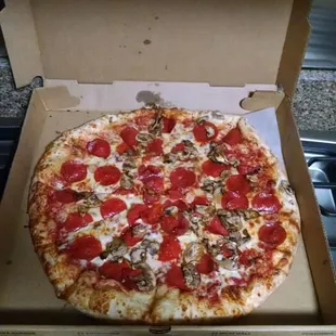 Large pepperoni and mushroom