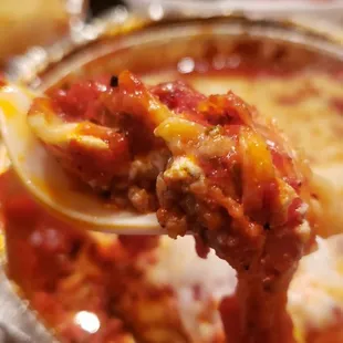 Close up of lasagna