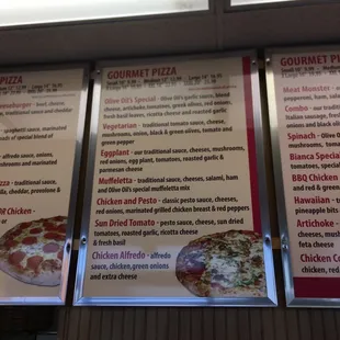 menu, pizza