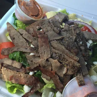 Large Olive oil's special salad with steak