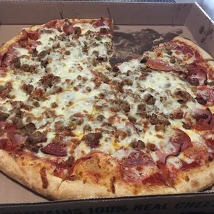 Meat lovers pizza