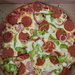 Medium thin crust pizza - pretty good, but definitely needed a bigger portion of veggies.