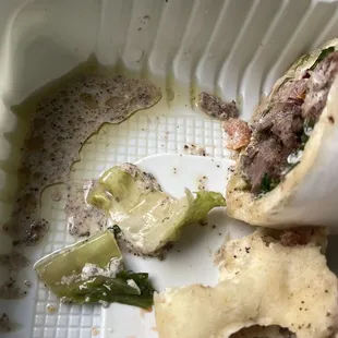 Oil from half Lamb Shawarma Pita Wrap