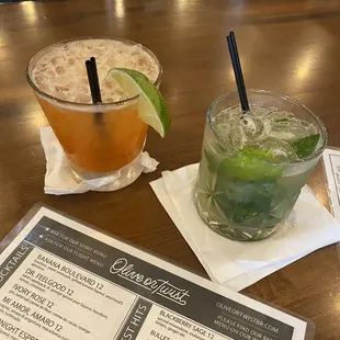 Jungle bird and whiskey smash-both $8 at happy hour