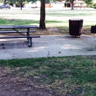 3 picnic tables with grills