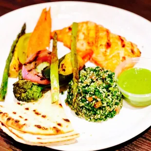 Grilled Salmon Entree w/tabouli &amp; grilled vegetables