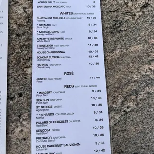 Wine Menu 3/2/2024