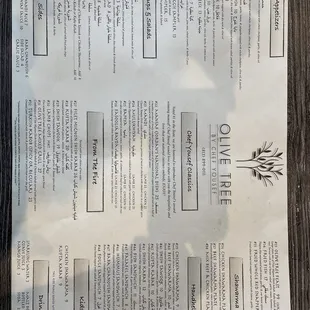 Lunch and dinner menu