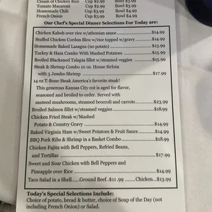 Limited menu with prices listed.