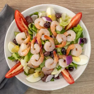 a bowl of shrimp salad