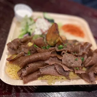 Lamb and beef combo plate