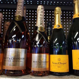 a variety of bottles of champagne