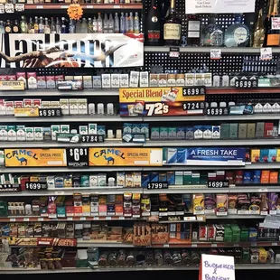 a variety of liquors