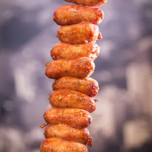 a skewer of sausages