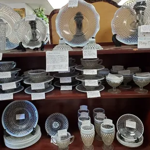 Large selection of Vintage Moonstone Pattern pieces, made by Anchor Hocking Co, from 1942 to 1946